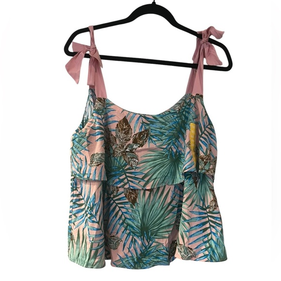 Tropical Leaf Print Women's Top Size Large - Picture 2 of 6